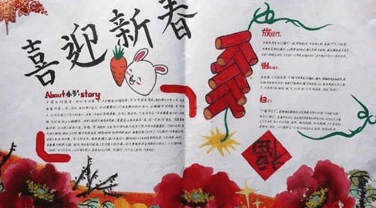 2020最新鼠年春节手抄报儿童画简单又漂亮